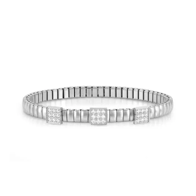 Extension 3 CZ Squares Bracelet - Silver - 046014/056