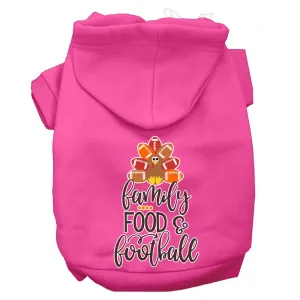 Family, Food, And Football Screen Print Dog Hoodie Bright Pink Xxxl