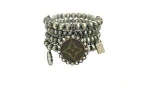 Faux metal pearl stack bracelet-black 25 mm Circle