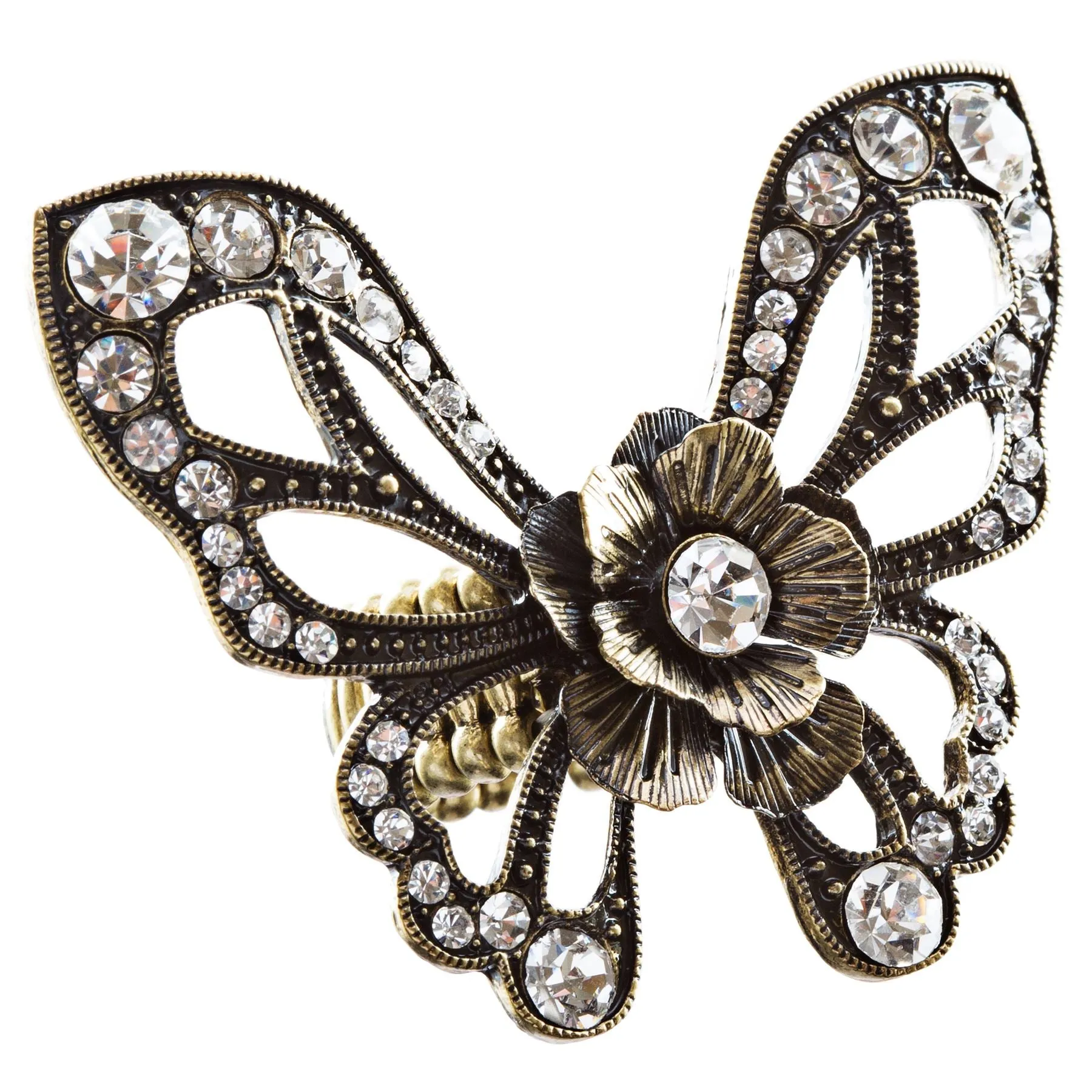 Flower Accented Butterfly Stretch Ring