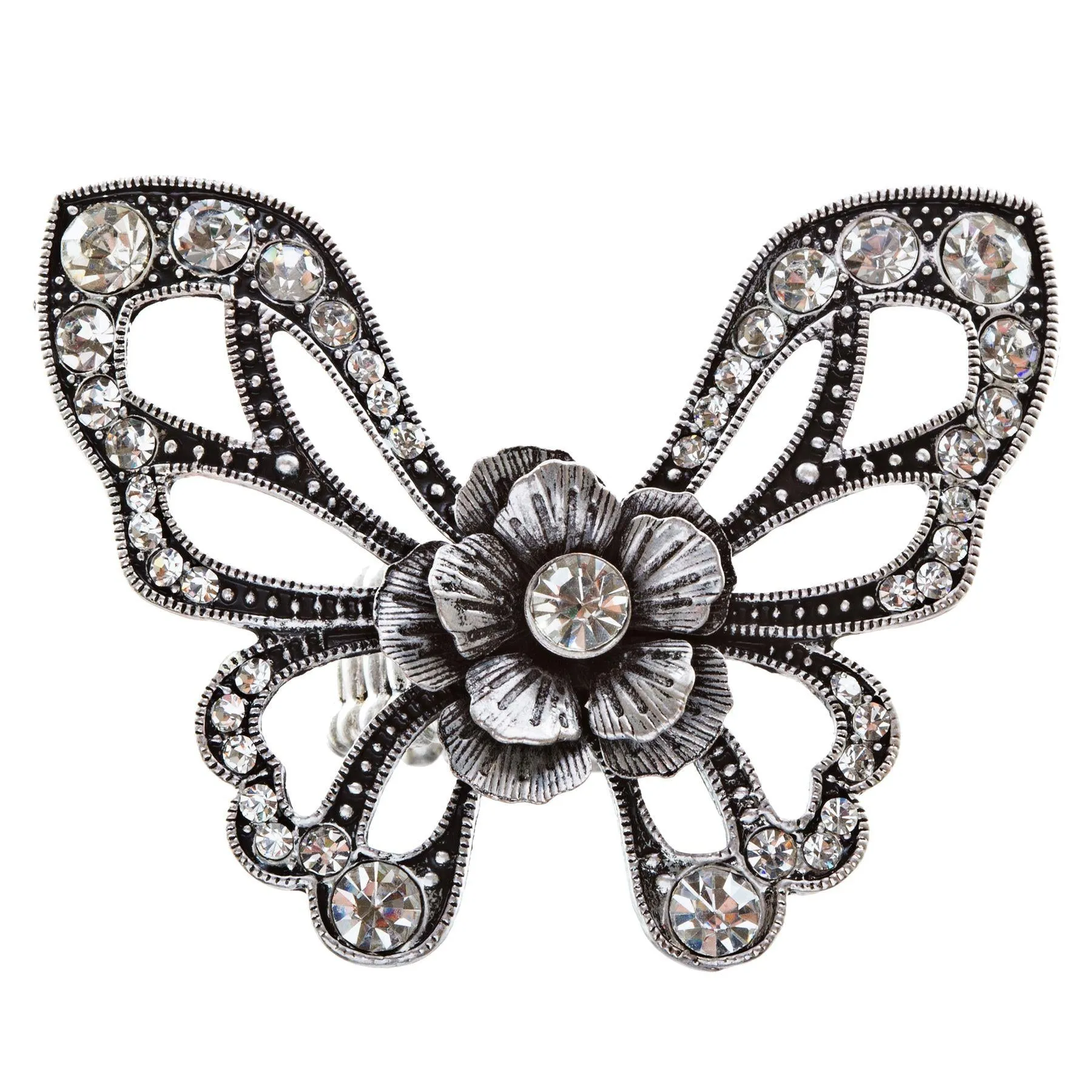 Flower Accented Butterfly Stretch Ring