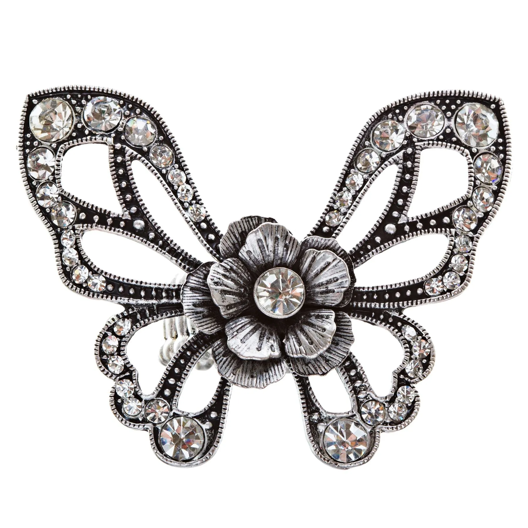 Flower Accented Butterfly Stretch Ring