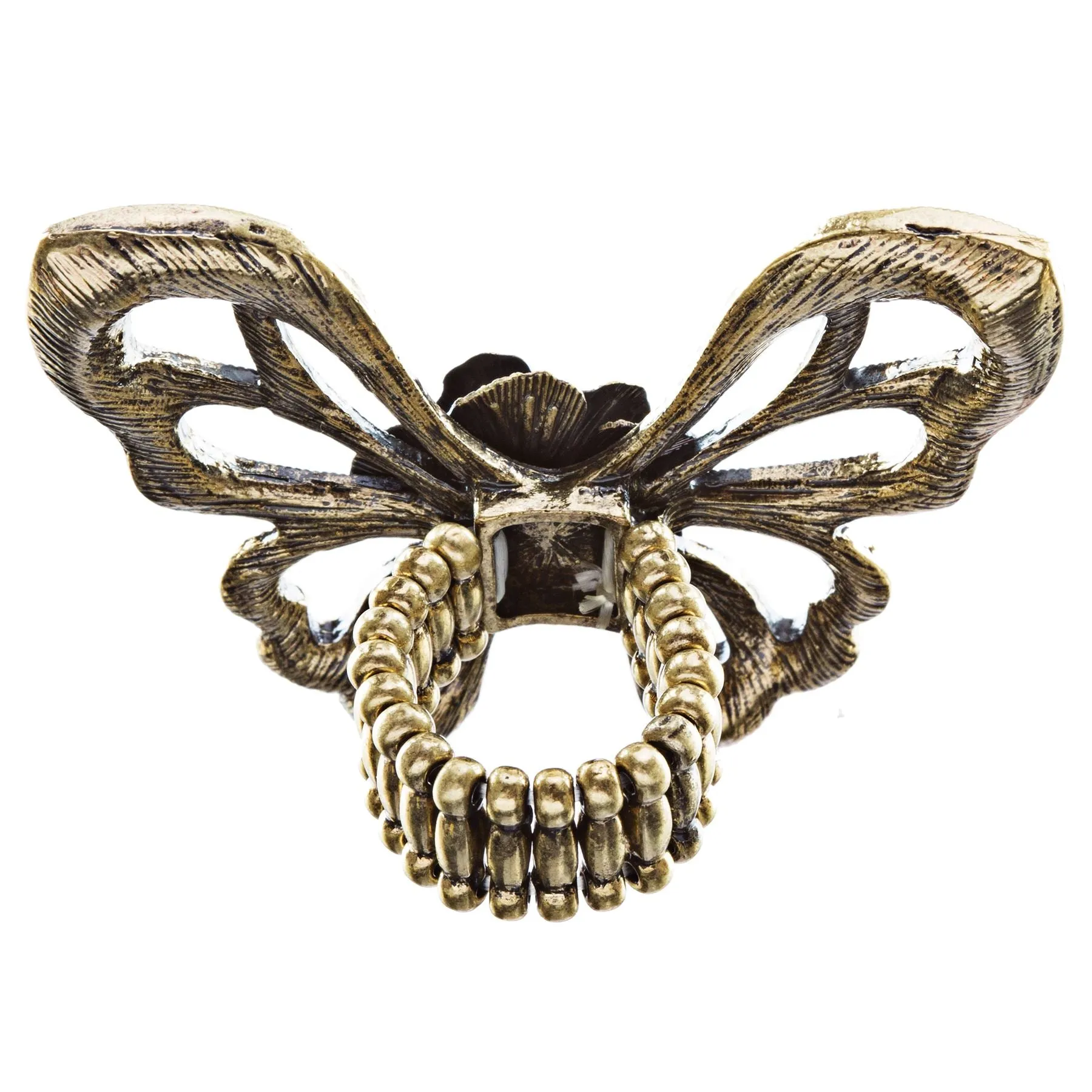Flower Accented Butterfly Stretch Ring