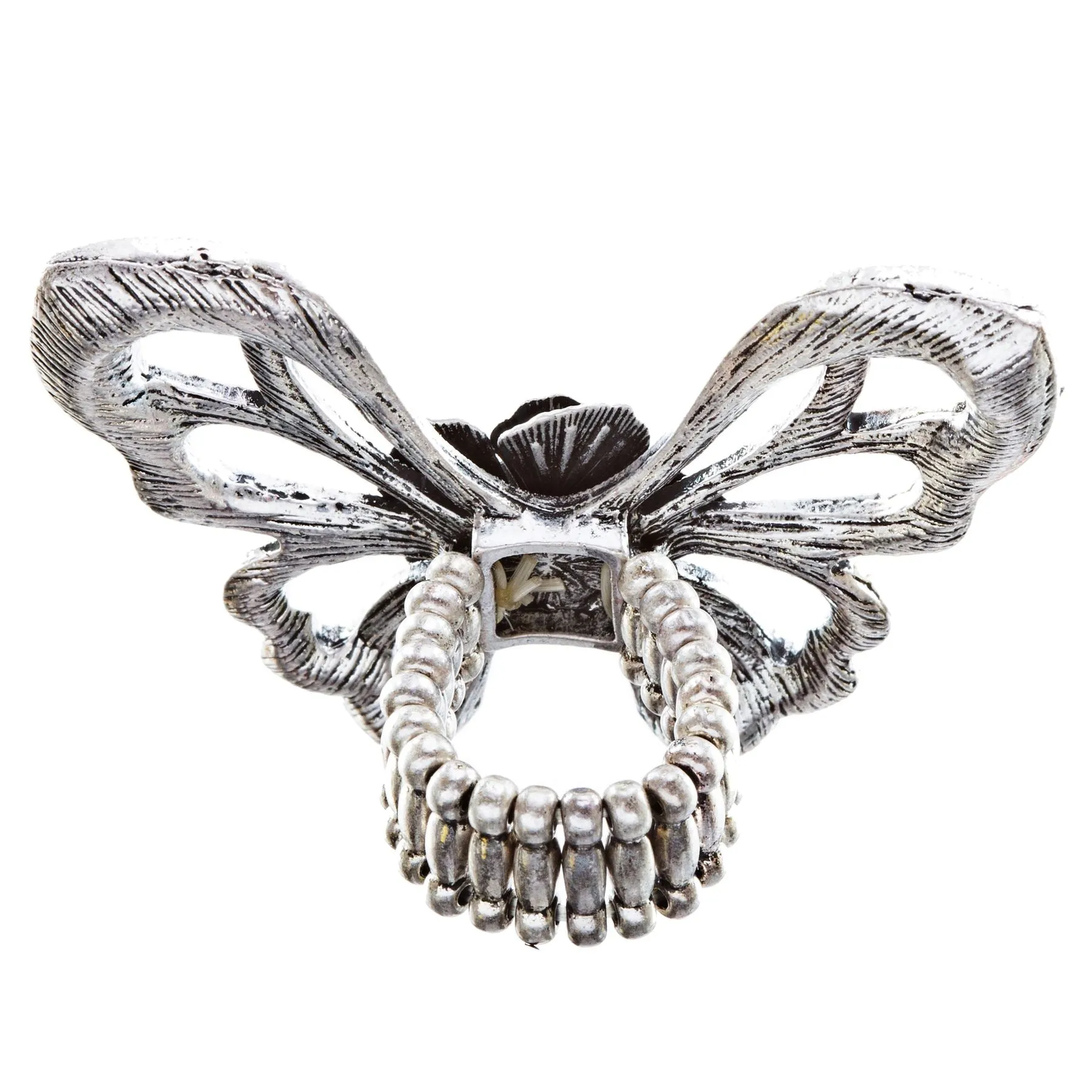Flower Accented Butterfly Stretch Ring