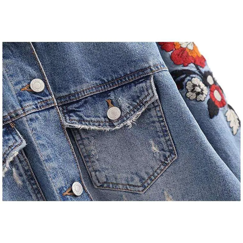 Fringed Floral Denim