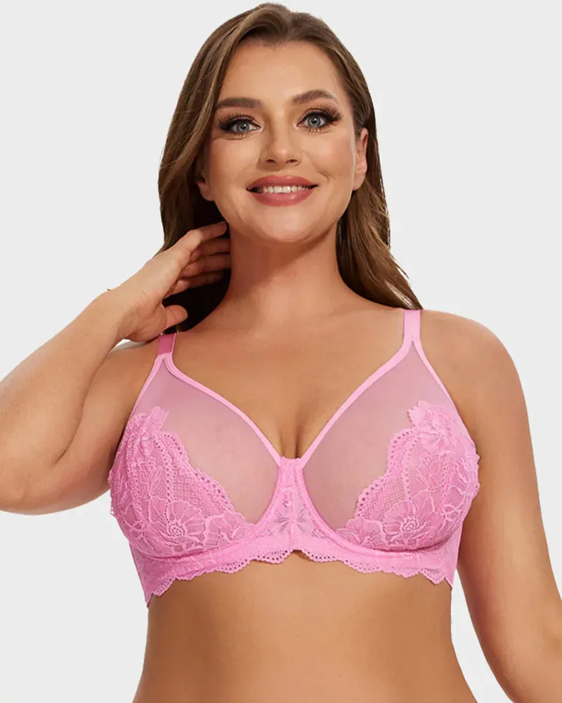 Full Coverage Lace Minimizer Bra - Mermaid Black Pink (2 PACK)
