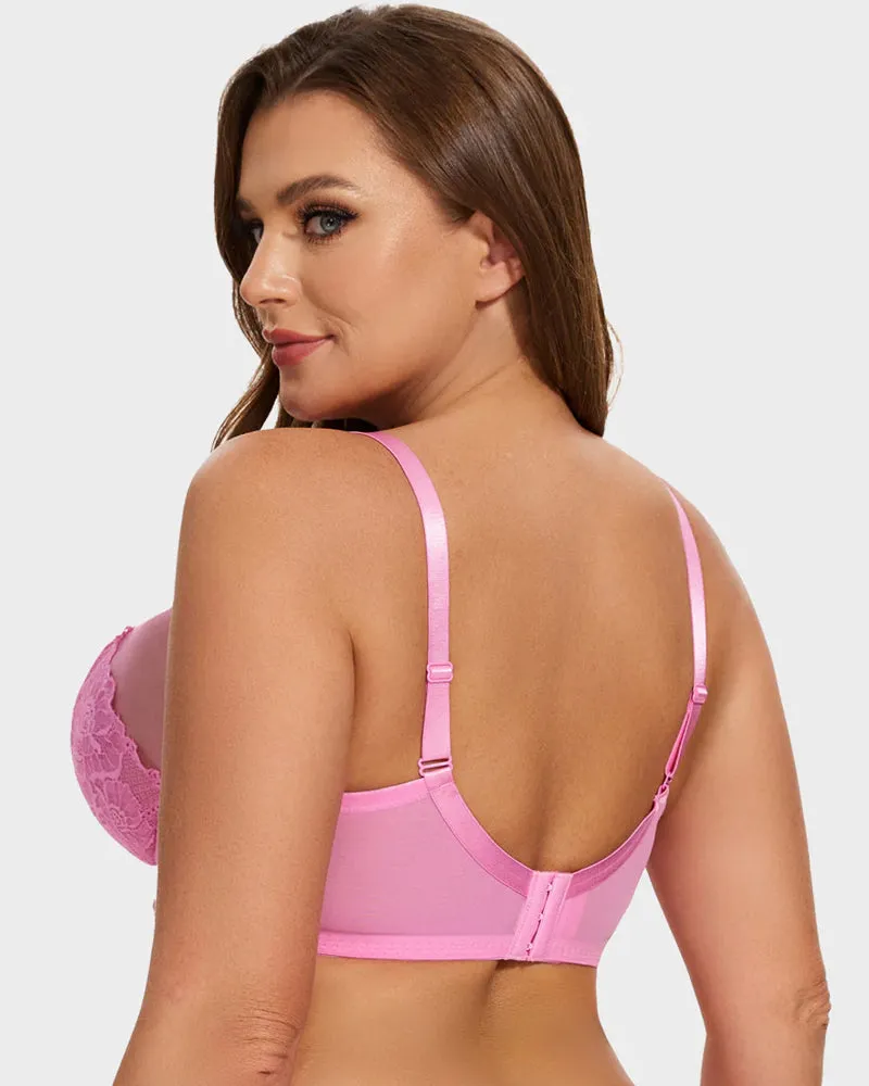 Full Coverage Lace Minimizer Bra - Mermaid Black Pink (2 PACK)