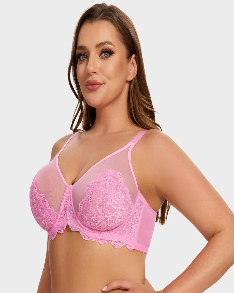 Full Coverage Lace Minimizer Bra - Mermaid Pink Pink (2 PACK)