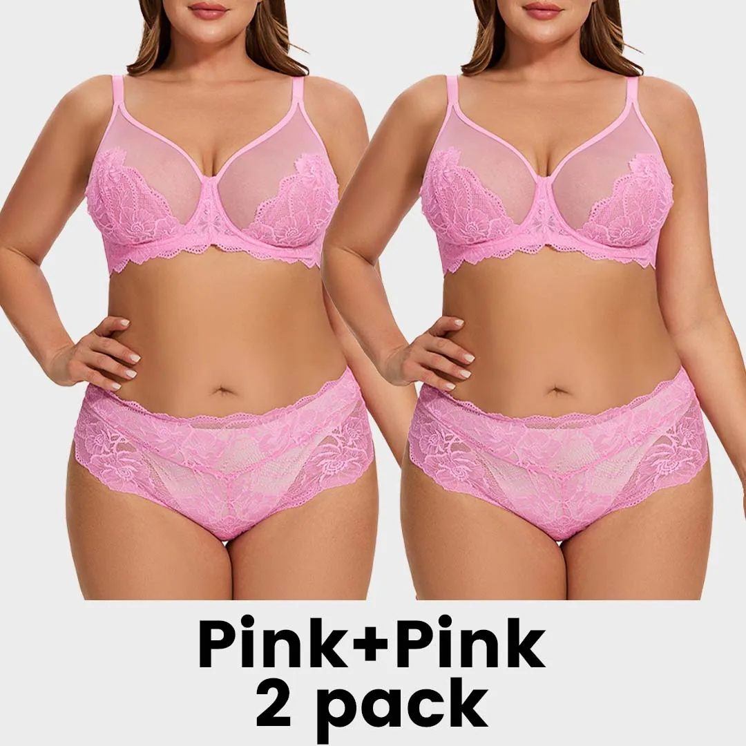 Full Coverage Lace Minimizer Bra - Mermaid Pink Pink (2 PACK)