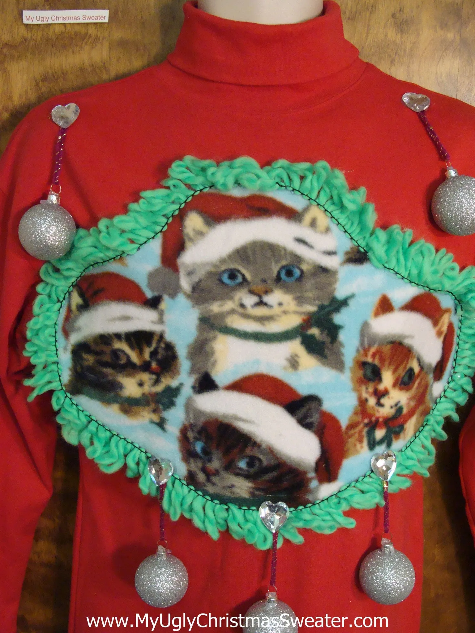 Funny Cat Themed Ugly Christmas Sweater Party Dress Size M