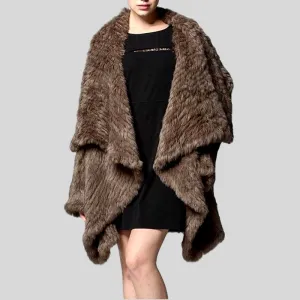 Genuine Knitted Rabbit Fur Multi-Color  Coat