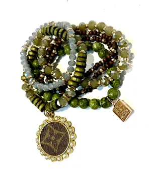 Green Goddess stack bracelet-Gold 25 mm Circle