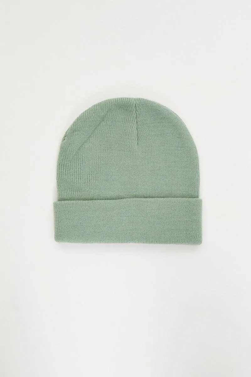 Green Ribbed Beanie