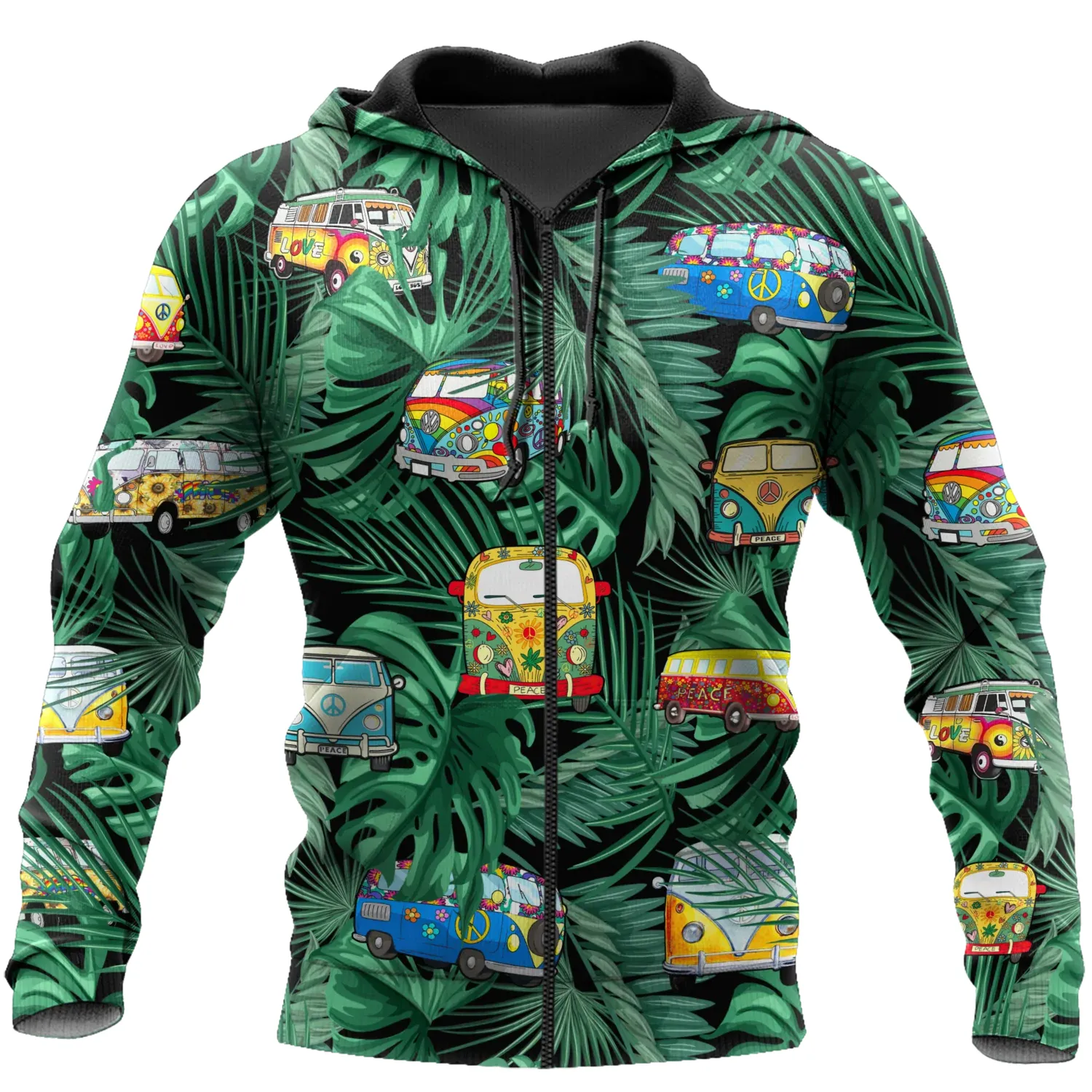Hippie Leaf Pattern Car All Over Printed Unisex Sweatshirt Hoodie Shirts, Hippie Christmas Shirt