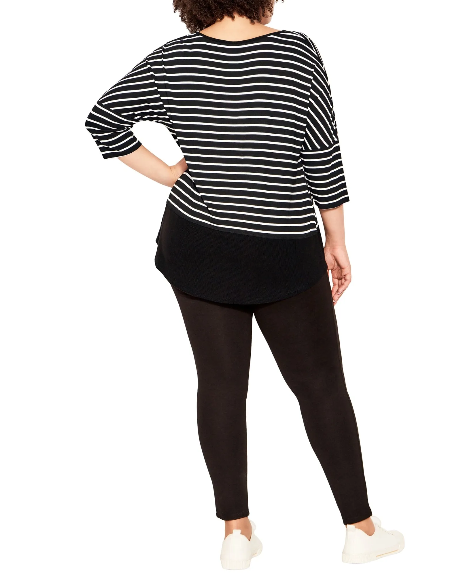 Kiara Stripe Ribbed Top | Black / White