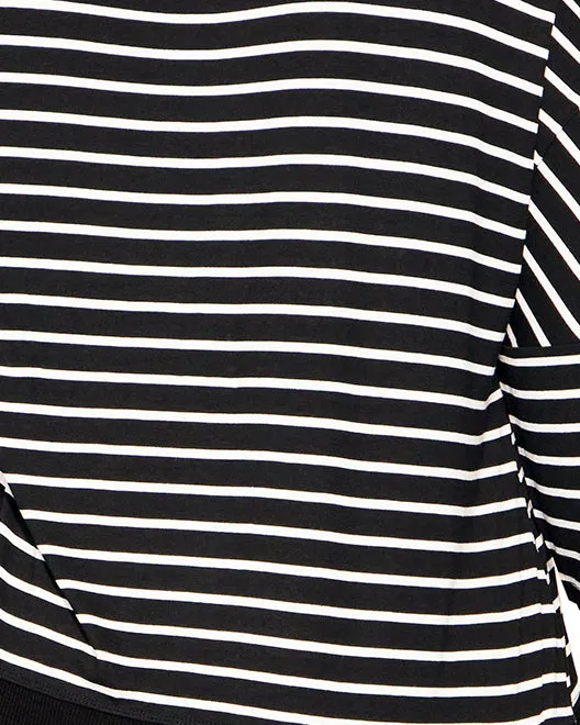 Kiara Stripe Ribbed Top | Black / White