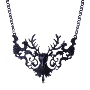 Lalynnly Delicate Hollow Out Deer  Rein Collar Necklace Pendant
