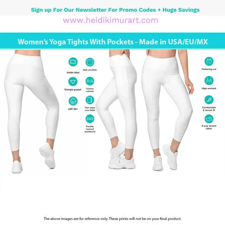 Light Pink Women's Tights, Solid Color Best Yoga Pants With 2 Side Deep Long Pockets - Made in USA/EU/MX (US Size: 2XS-6XL)