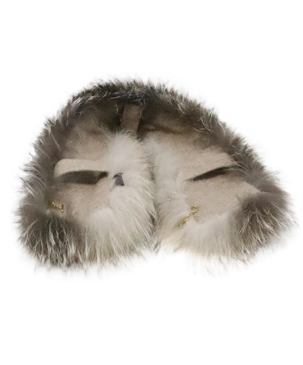 Loro Piana Beige Fox Fur Collar & Scarf Set