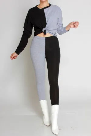 Lounge with me| Color Block Black & Grey set