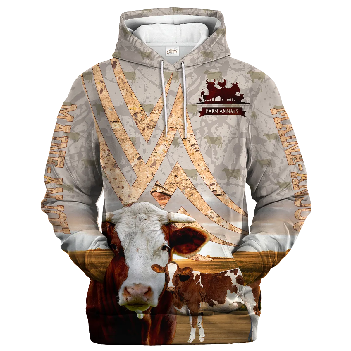 Maine Anjou On A Stone Background Hoodie