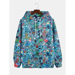 Mens Funny Cartoon Floral Hoodies