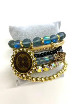Mermaid- Stacked Bracelet set- gold clear