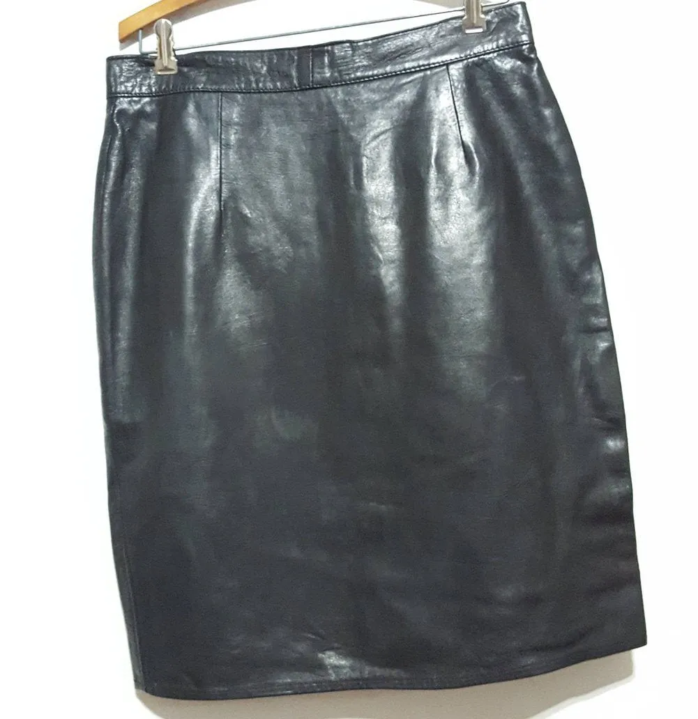 Mike Kurtis Paris  Leather Pencil Skirt Vintage sz. 44