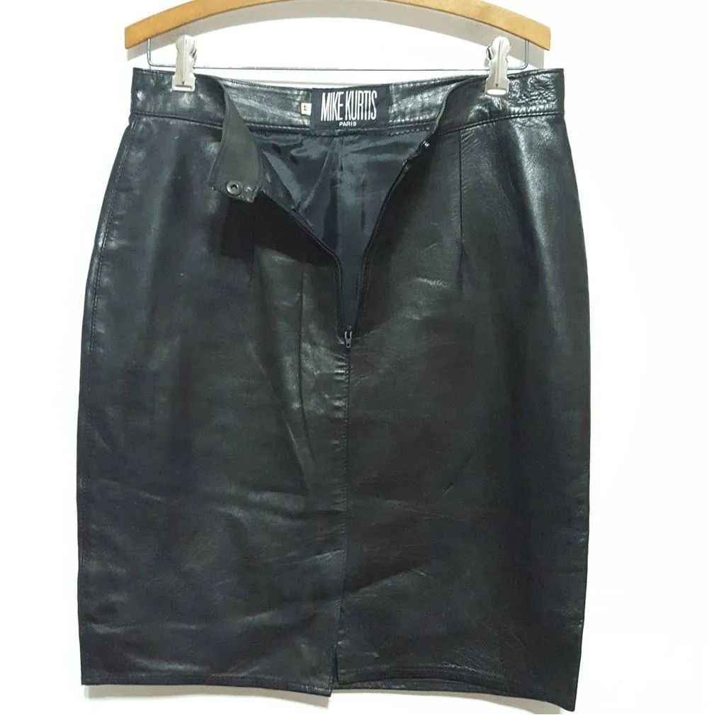 Mike Kurtis Paris  Leather Pencil Skirt Vintage sz. 44