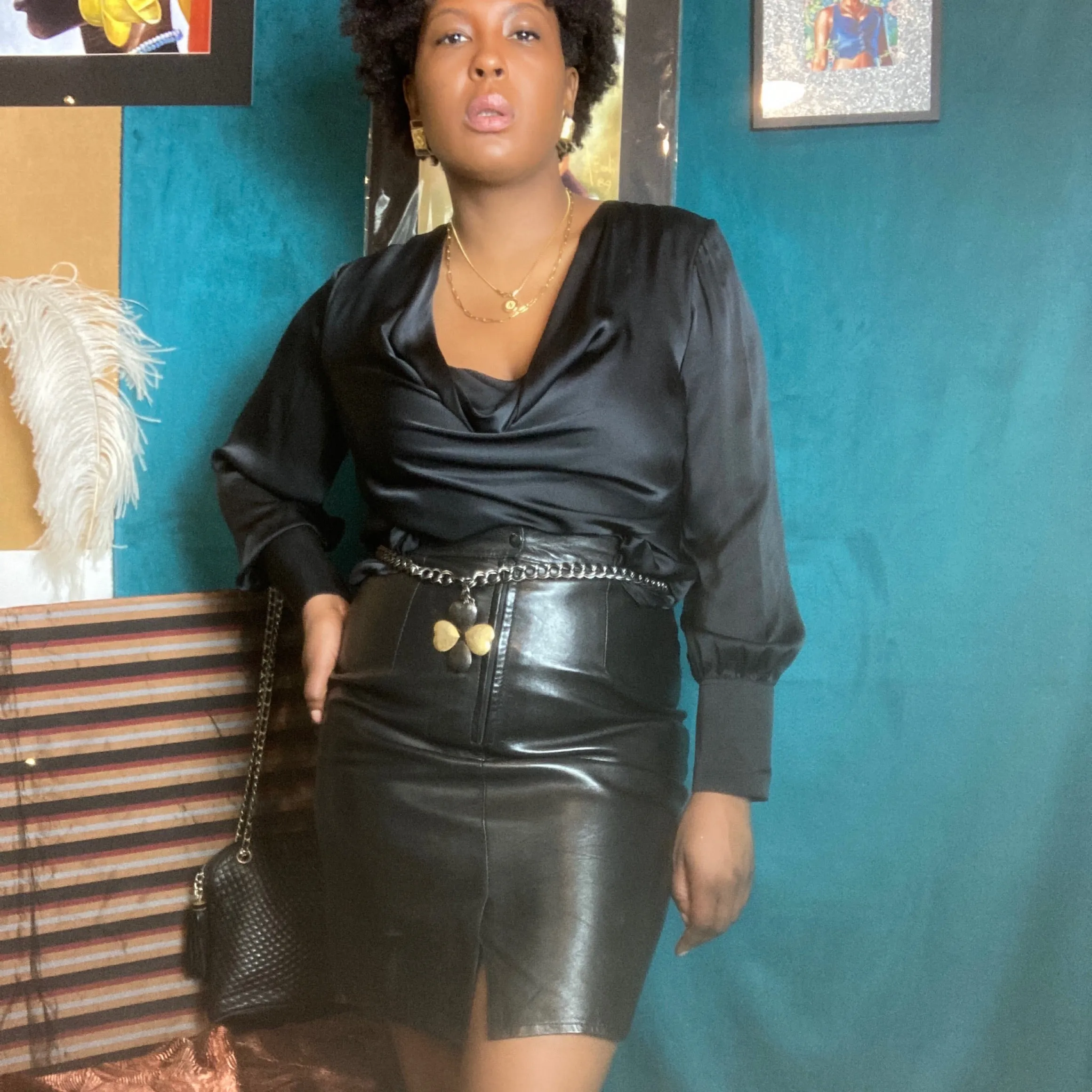 Mike Kurtis Paris  Leather Pencil Skirt Vintage sz. 44