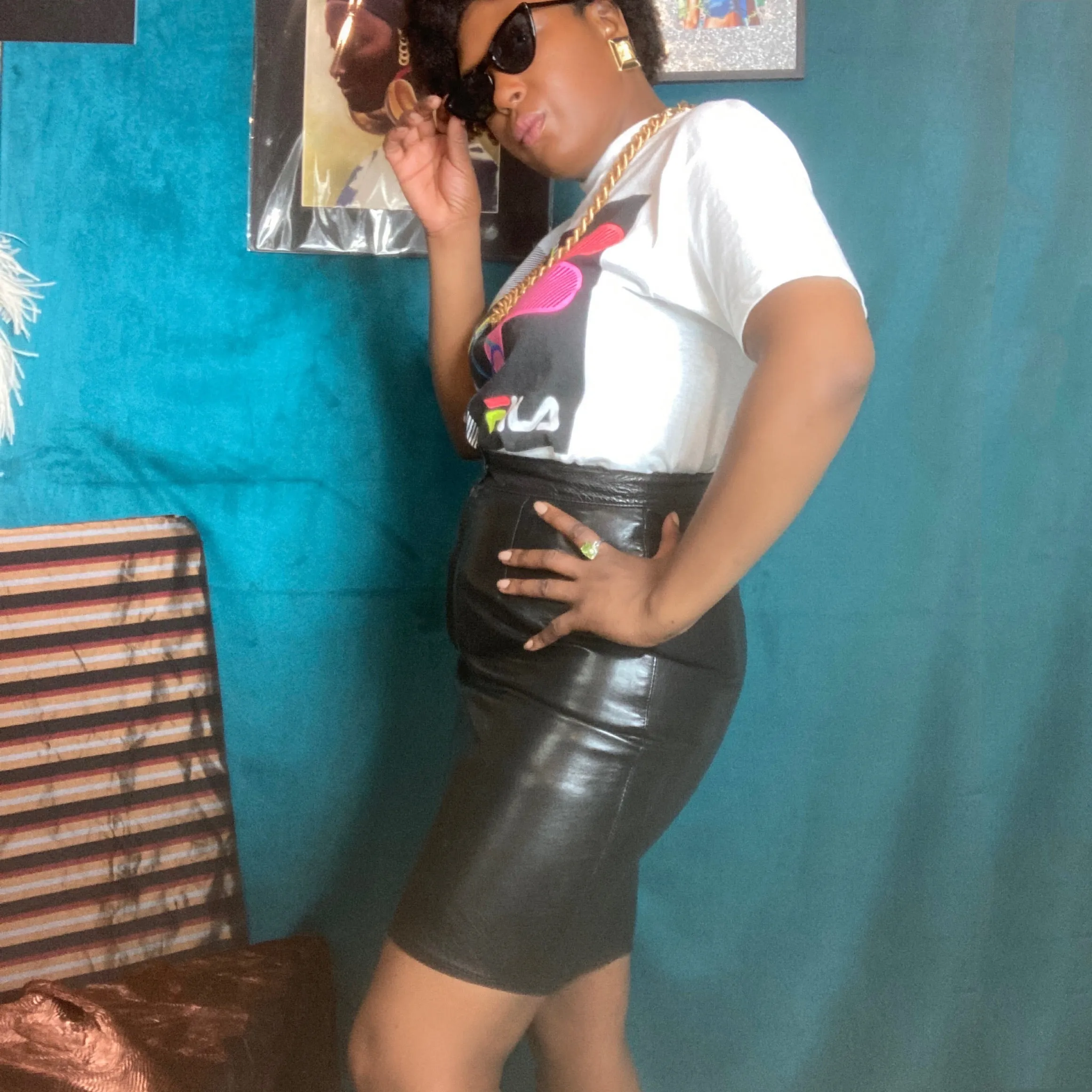Mike Kurtis Paris  Leather Pencil Skirt Vintage sz. 44