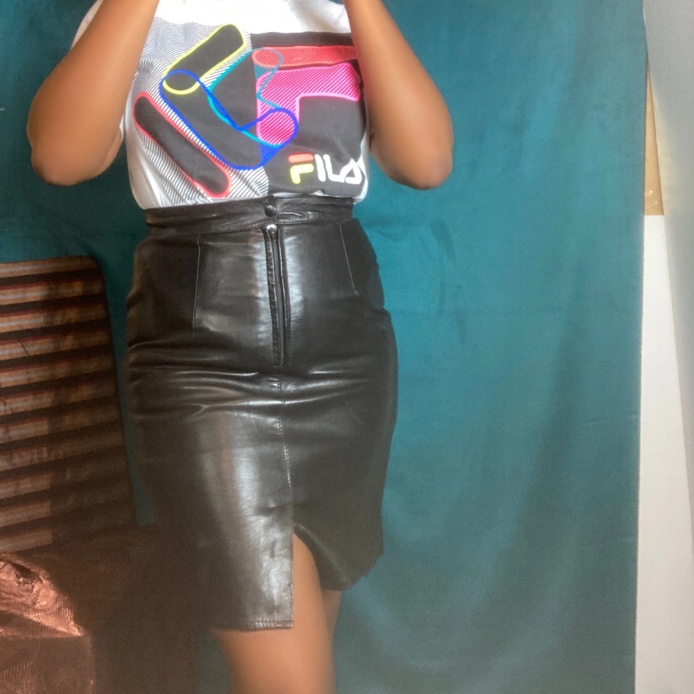 Mike Kurtis Paris  Leather Pencil Skirt Vintage sz. 44