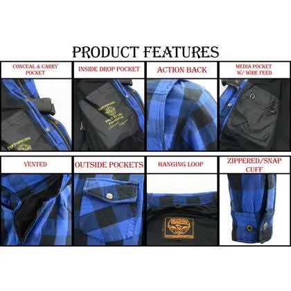 Milwaukee Performance MPM1634 Men's Armored Checkered Flannel Shirt with Aramid® by DuPont™ Fibers-Blue/Black