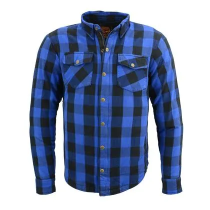 Milwaukee Performance MPM1634 Men's Armored Checkered Flannel Shirt with Aramid® by DuPont™ Fibers-Blue/Black