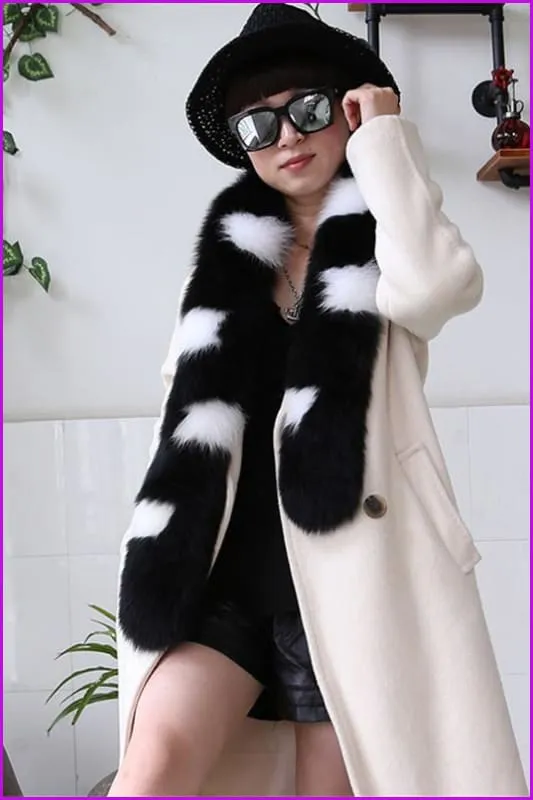 Mixcolored Fox Fur Scarf