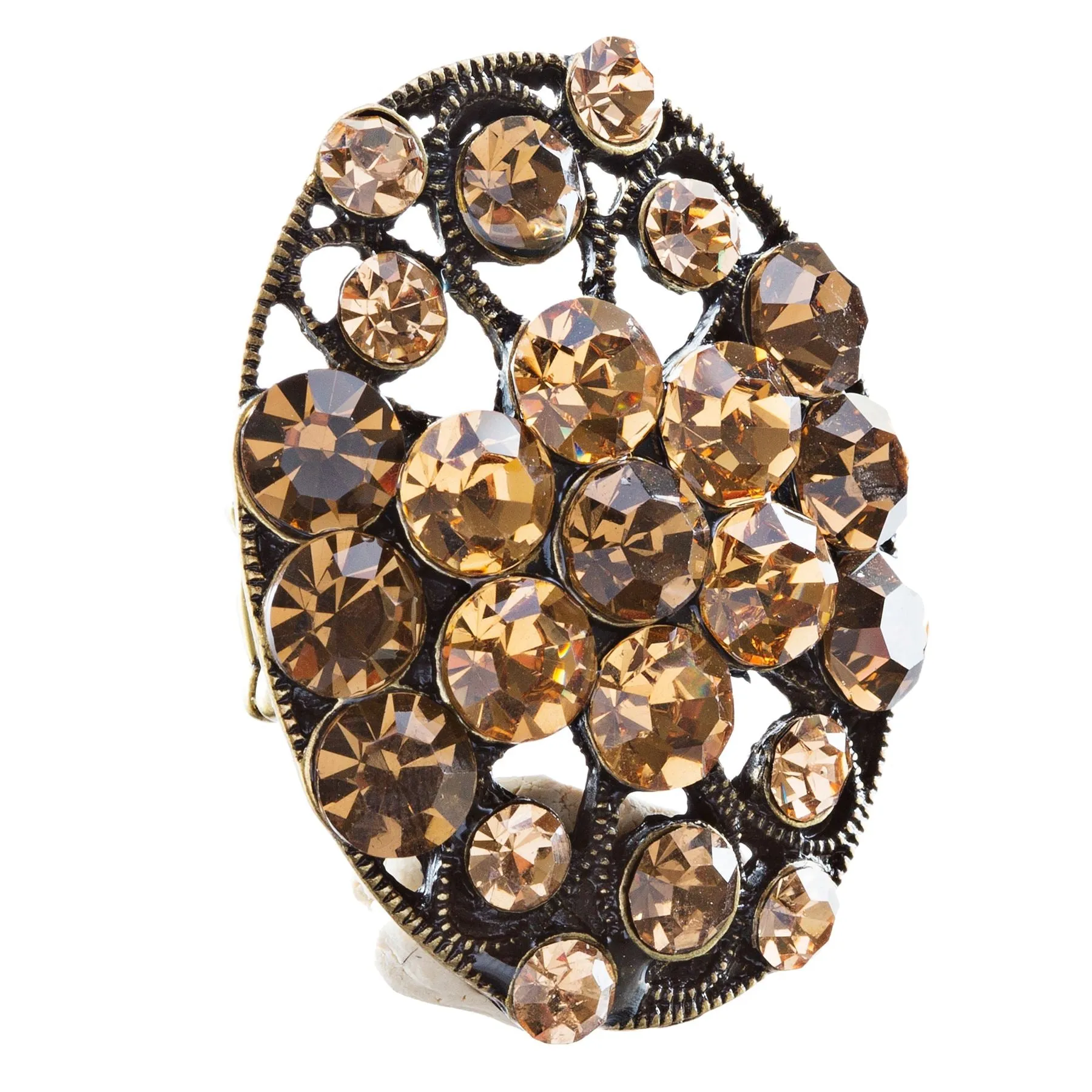 Modern Fashion Crystal Rhinestone Gorgeous Oval Shape Stretch Ring
