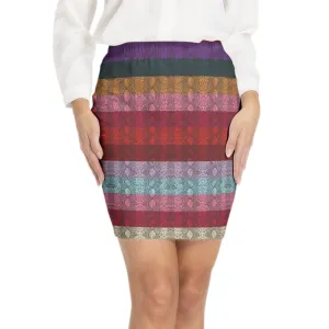 Multicolored Snakeskin Print Elastic Waist Bodycon Skirt