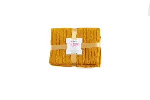 Mustard - Cable Knit Blanket