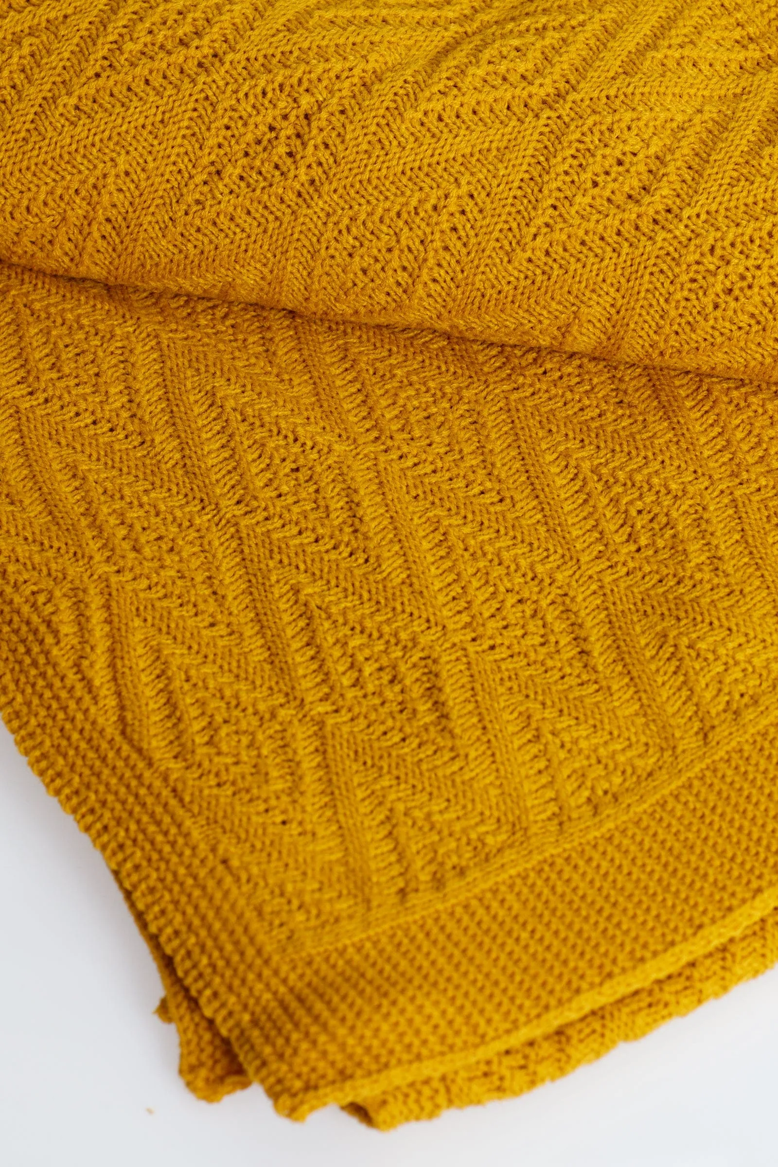 Mustard - Diamond Stitch Blanket