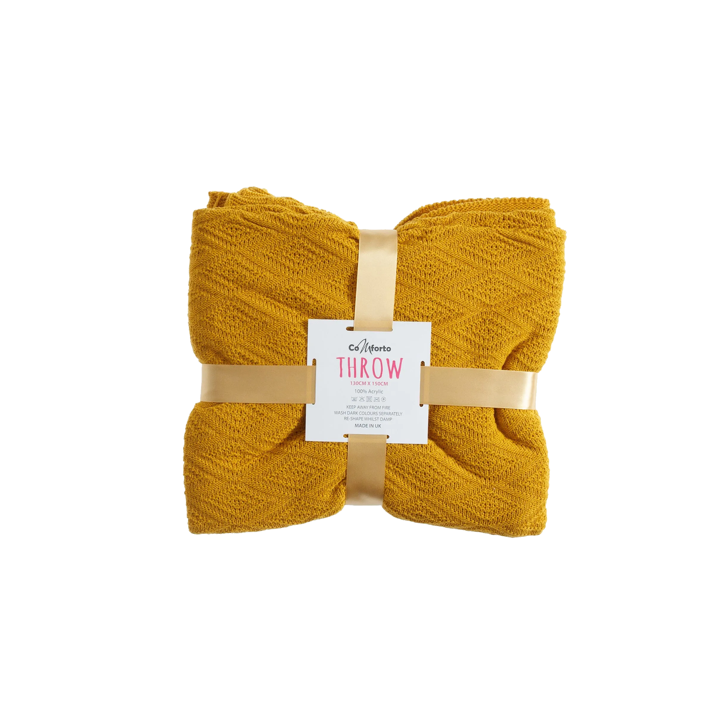 Mustard - Diamond Stitch Blanket