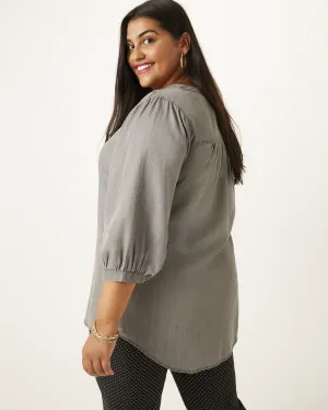 Nancy Button-Down Top | Light Grey