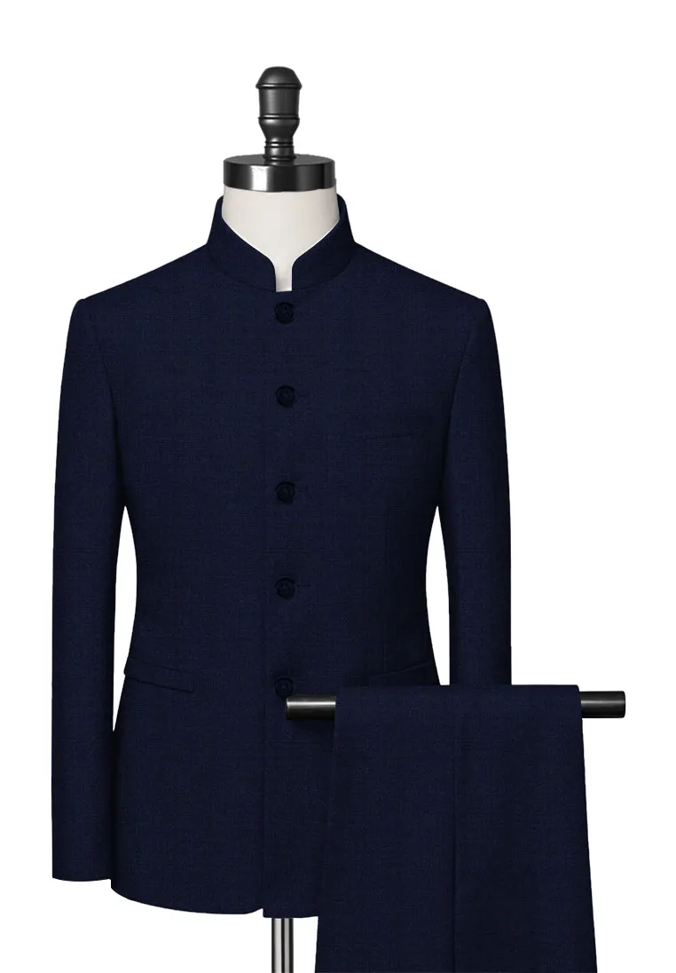 Navy Blue Mandarin Collar Suit