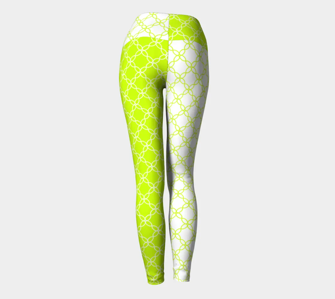Neon Green Petals Yoga Leggings
