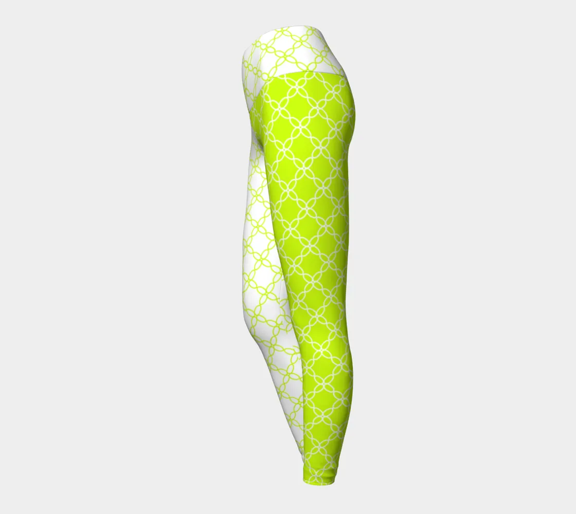 Neon Green Petals Yoga Leggings