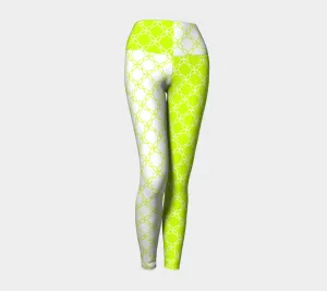 Neon Green Petals Yoga Leggings