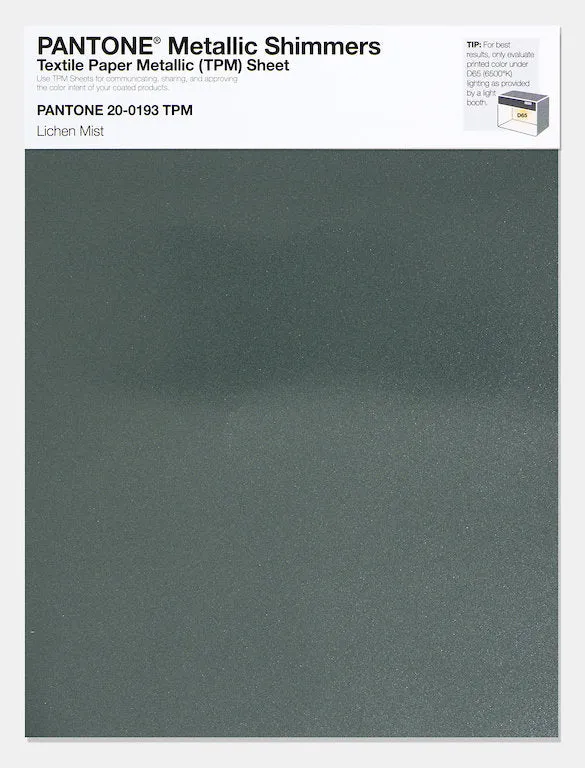 Pantone Metallic Shimmers Textile Paper Metallic Sheet 20-0193 Lichen Mist
