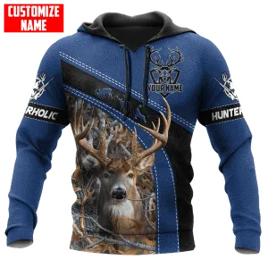 Personalized Hunting Blue Hoodie, Hunterholic Hoodie For Men And Women, Hunter Lover Gift