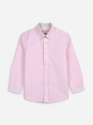 Pink Oxford Long Sleeve Casual Shirt With Detailing