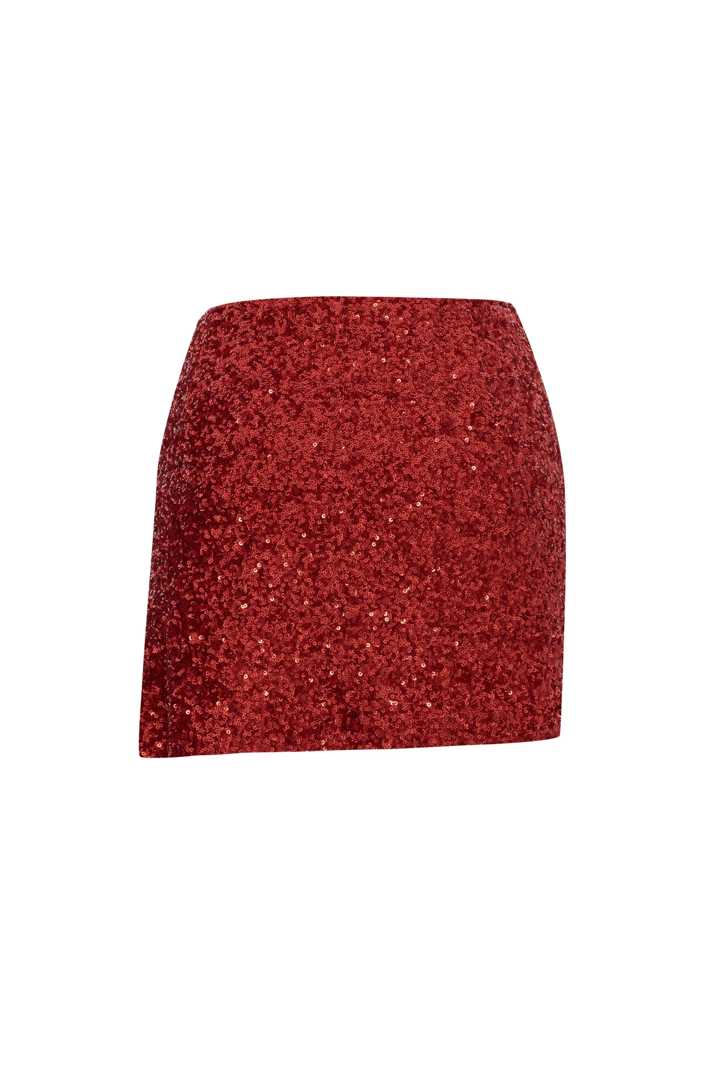 Pippa Sequin Mini Wrap Skirt Red