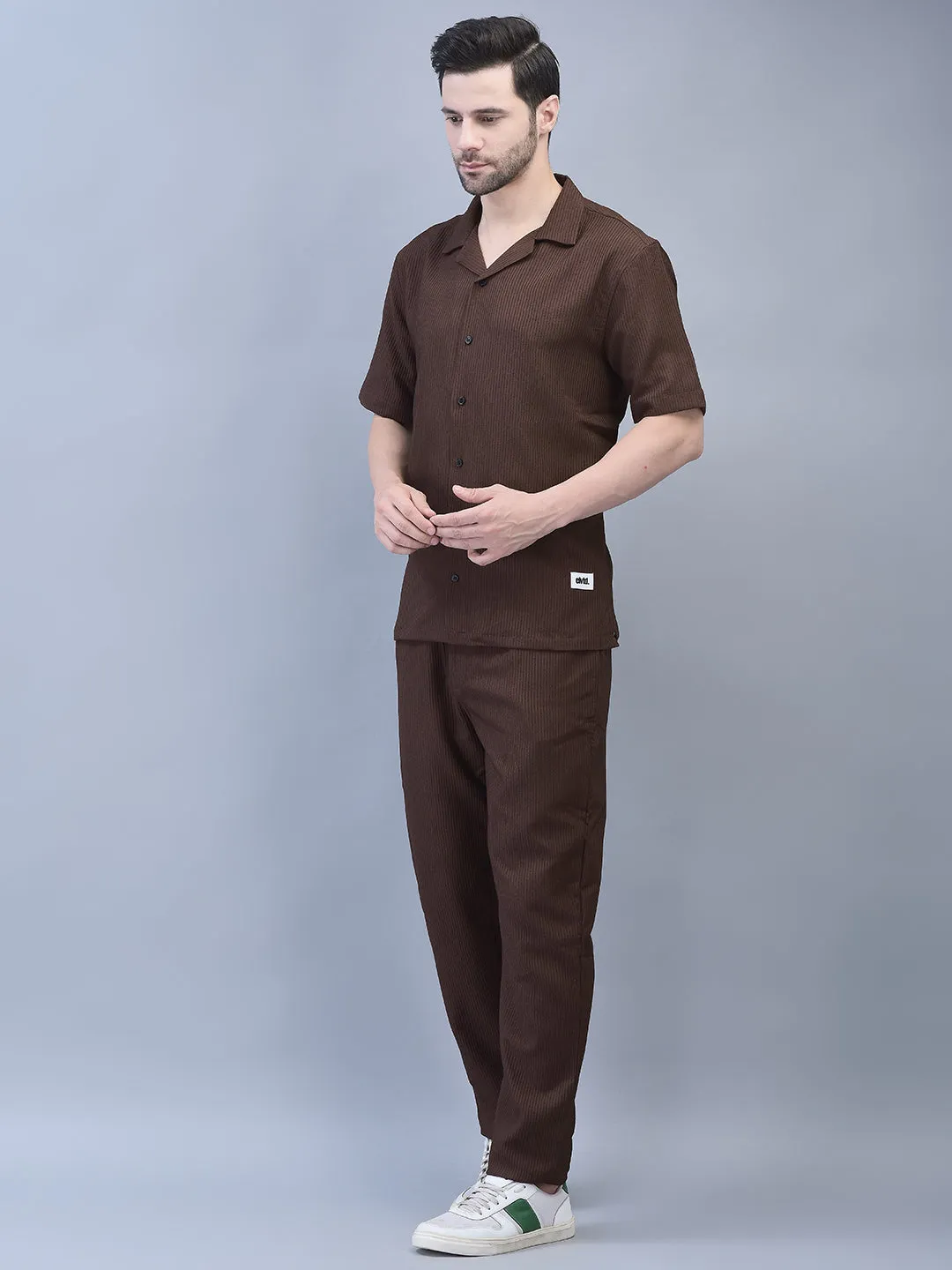 RAISED TEXTURED BROWN CO-ORD SET